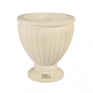 Bac en pierre reconstitué 192 blanc – Jardinière 100 L en pierre reconstituée pour arbustes et fleurs