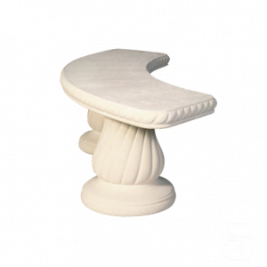 Banc de Jardin Cintré Blanc en Pierre Reconstituée – Inspiration Gréco-Romaine, Motifs en Spirale, Fabrication Française
