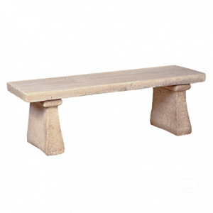 Banc de Jardin Droit Simple en Pierre Reconstituée – Surface Vieillie Réaliste, Style Traditionnel, Fabrication Française