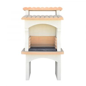 Barbecue Cottage en Pierre Reconstituée avec Hotte et Tables – Charbon de Bois