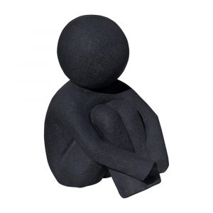Statue Bonhomme en Pierre Reconstituée Anthracite – Décoration Intérieur et Jardin