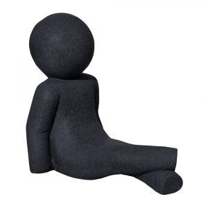 Statue Bonhomme Assis Décontracté en Pierre Reconstituée Anthracite – Décoration Intérieur et Jardin