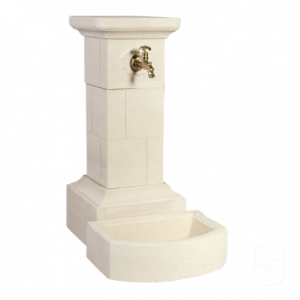 Fontaine murale Borne en béton blanc – Design carré pour jardin moderne ou classique