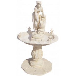 Fontaine centrale Marité en béton ocre – Cascade méditerranéenne avec circuit fermé