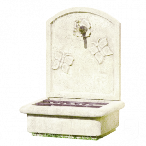 Fontaine Murale Papillons en Pierre Vieillie – Jardin Bucolique et Pratique