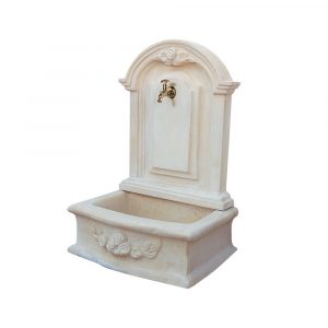 Fontaine Murale de Jardin Romantique en Pierre Reconstituée Vieillie – Style Renaissance