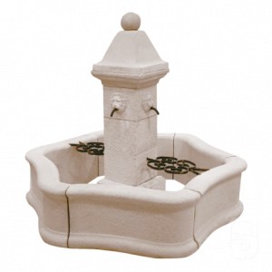 Fontaine de jardin Provence en pierre reconstituée – Colonne centrale avec bassin