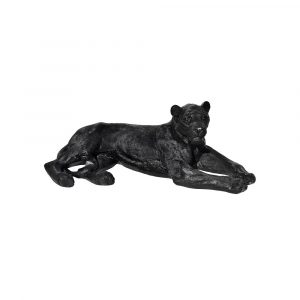 Statue Panthère Allongée en Béton Ciré Noir 105 cm – Décoration Intérieur et Jardin