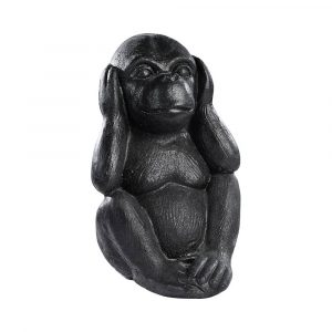 Petit singe « Ne rien entendre » en pierre reconstituée – Décoration intérieure et extérieure