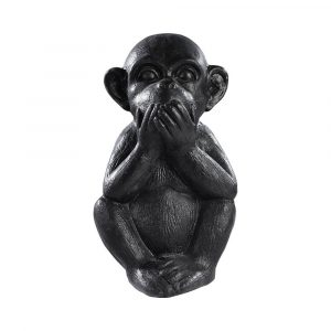 Petit singe « Ne rien dire » en pierre reconstituée – Décoration intérieure et extérieure