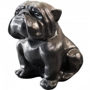 Statue Bouledogue Anglais Assis en Béton Ciré Noir – Décoration Intérieur et Jardin