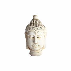 Tête de Bouddha en Pierre Patinée – Statue Zen pour Jardin