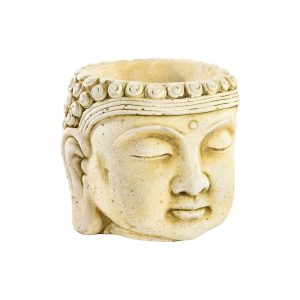 Cache-Pot Tête de Bouddha en Pierre Cirée Vieillie – Décoration Intérieur et Jardin