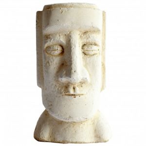 Mini Statue Tête Moaï en Béton Ciré – Décoration Jardin et Intérieur, Style Île de Pâques, Résistante au Gel, Fabrication Française