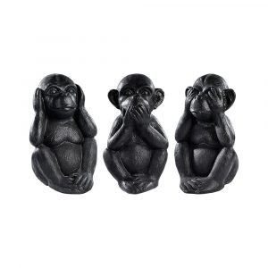 Trio de singes « Ne rien voir, ne rien entendre, ne rien dire » – Statue en pierre reconstituée | Décoration intérieure et extérieure