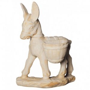Statue petit âne en pierre reconstituée vieillie – Sculpture décorative de jardin