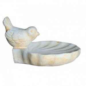 Bain d’Oiseaux en Pierre Reconstituée Ton Vieilli – Abreuvoir de Jardin Résistant au Gel