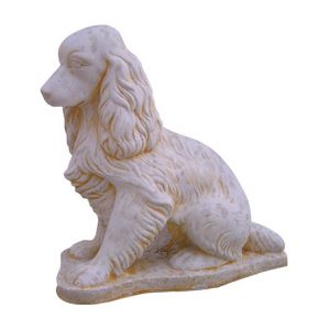 Statue cocker en pierre reconstituée vieillie – Sculpture décorative intérieure et extérieure