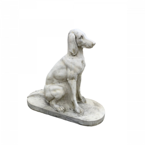 Statue Chien Poitevin en Pierre Reconstituée – Sculpture Décorative Ton Vieilli pour Intérieur et Extérieur
