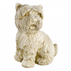 Statue Westie en pierre reconstituée patinée – Sculpture décorative intérieure et extérieure