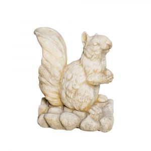Statue écureuil en pierre reconstituée – Sculpture décorative pour jardin et terrasse