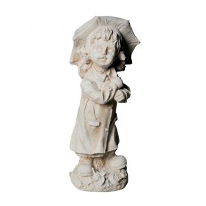 Statue Petite Fille au Parapluie en Pierre Reconstituée
