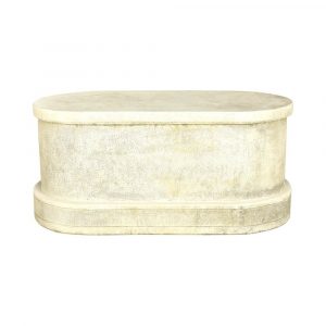 Socle Blanc en Pierre Reconstituée – Support pour Lion Géant Assis 48 cm Résistant au Gel