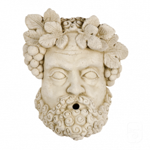 Tête de Bacchus Fontaine Murale en Pierre Reconstituée Patinée