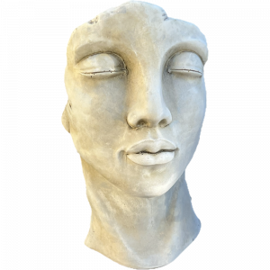 Statue visage sculptural en pierre reconstituée 47 cm – Sculpture décorative moderne