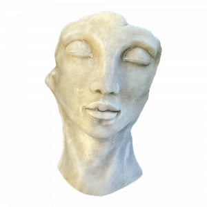 Statue visage sculptural en pierre reconstituée 35 cm – Sculpture décorative élégante